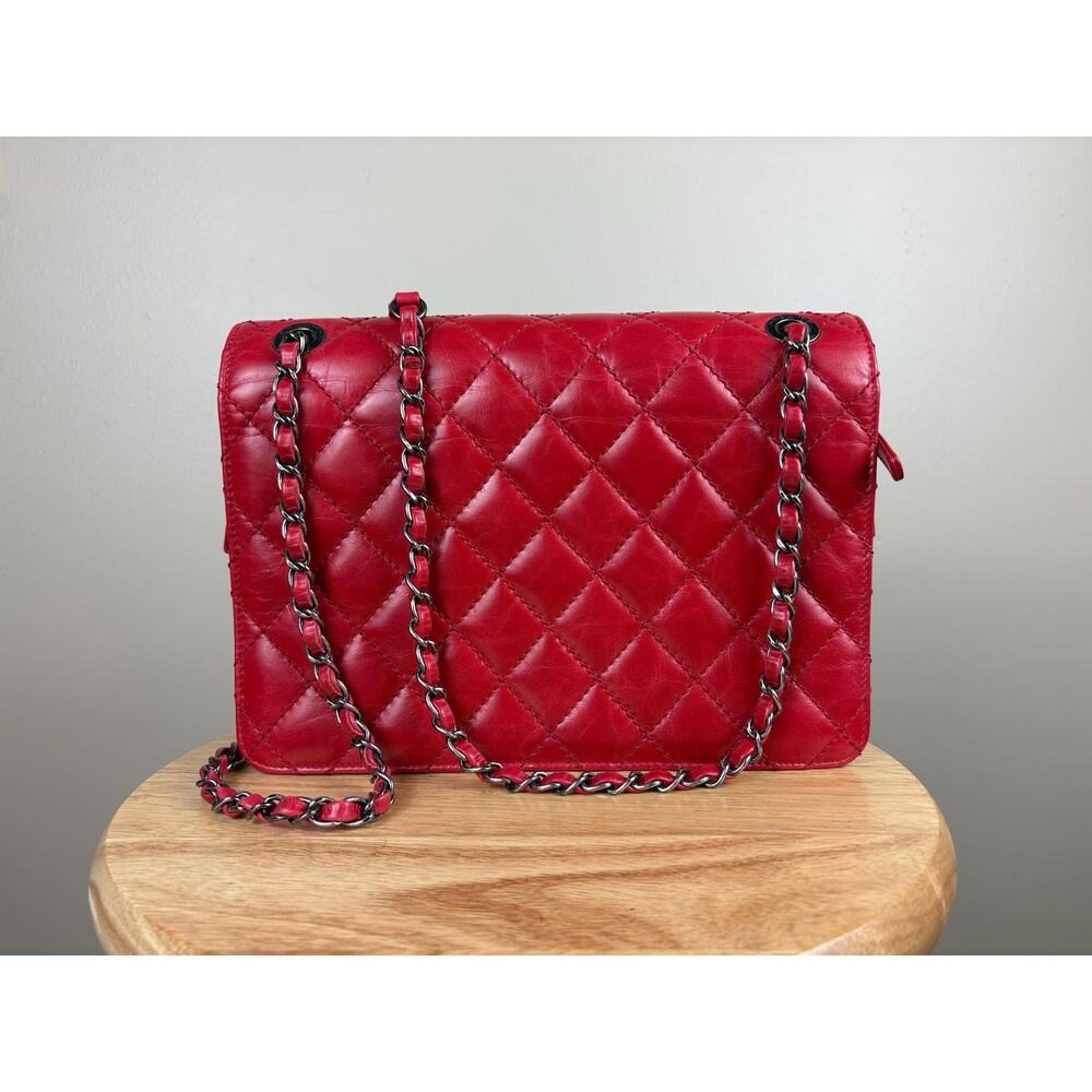 Authentic Chanel Matelasse Red Calfskin Leather Cocomark Shoulder Bag w/ COA - Picture 3 of 16